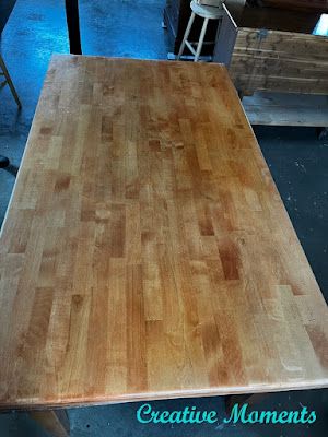 Refinished Butcher Block Dining Table Top Refinish Butcher Block Table, Block Dining Table, Butcher Block Dining Table, Butcher Table, Butcher Block Table, Dining Table Makeover, Refinish Furniture, Butcher Block Top, Stripping Paint