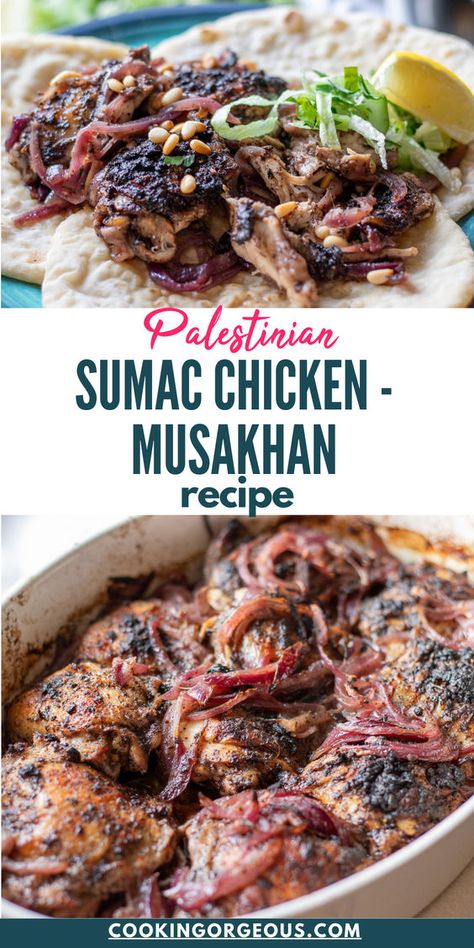 Chicken Middle Eastern Recipes, Recipes Using Sumac, Syrian Chicken Recipes, Lahmucan Recipe, Chicken With Sumac Recipe, Chicken Sumac Recipe, Islamic Food Recipes, Low Carb Middle Eastern Recipes, Msakhan Chicken Recipe