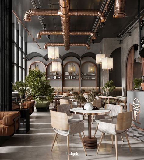 Luxurious Restaurant Interior, Industrial Restaurant Interior, Luxury Restaurant Interior, Boutique Restaurant, Al Khobar, Morning My Love, Danish House, Restaurant Design Inspiration, Modern Family House