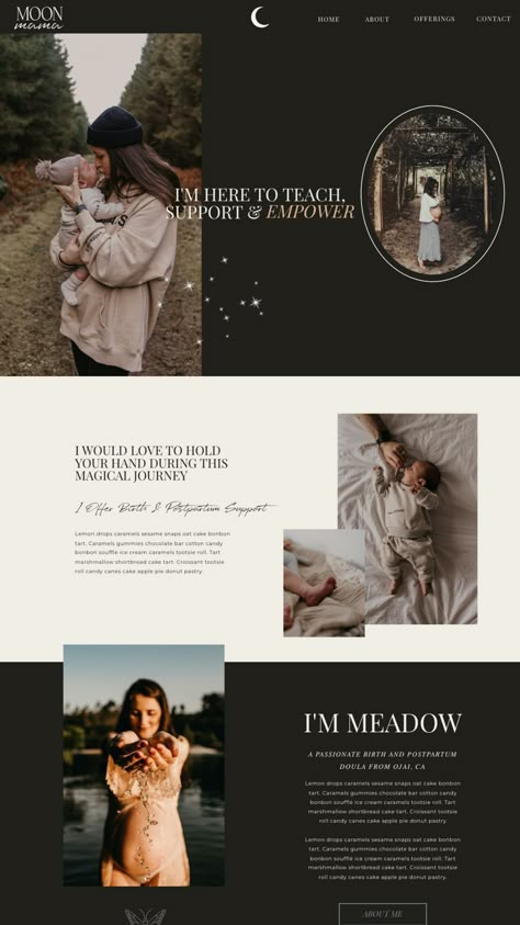 Witch Website Design, Doula Website Design, Spiritual Web Design, Witchy Website Design, Showit Web Design, Branding For Photographers, Spiritual Website Design, Coaching Website Design Inspiration, Yoga Advertising