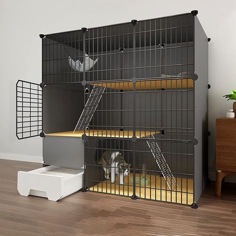 PRICES MAY VARY. Cat cage is designed with not only your cat's heath in mind, it also has many great new features that make the pet parent's life much easier as well. Perfect for small spaces The great for apartments or homes with limited space,also great for cat rescues and shelters. Product name: DIY Cat Cage Colours: black, white Material: metal, ABS plastic The panels can be ly assembled into different shapes, sizes and heights to suit your needs.Package includes: Self-contained closed cat l Pp Cat, Cat Cages Indoor, Cat Villa, Puppy Pens, Cat Playpen, Puppy Playpen, Cat Kennel, Cat Pen, Cat Cage