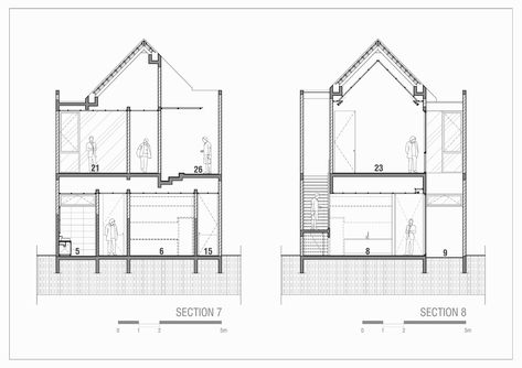 House Section, House Architecture Styles, House Simple, Simple Projects, Townhouse Designs, Pintura Exterior, Narrow House, Minimal House Design, Architectural Section