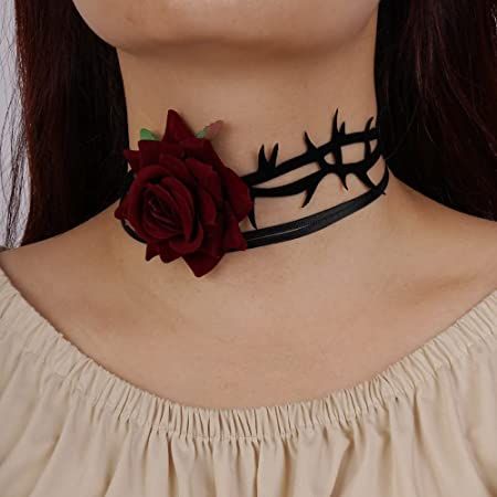 Vampire Collar, Rose Vampire, Vampire Necklace, Fantasy Accessories, Oc Creator, Rose Choker, Leather Jewelry Making, Vintage Choker Necklace, Halloween Retro