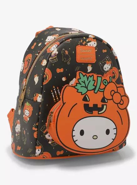 Loungefly Hello Kitty Pumpkin Mini Backpack, Slay Funny, Spooky Icons, Jack O Lantern Costume, Sanrio Backpack, Kitty Pumpkin, Sanrio Clothes, Hello Kitty Pumpkin, Pumpkin Bag, Boo Baskets