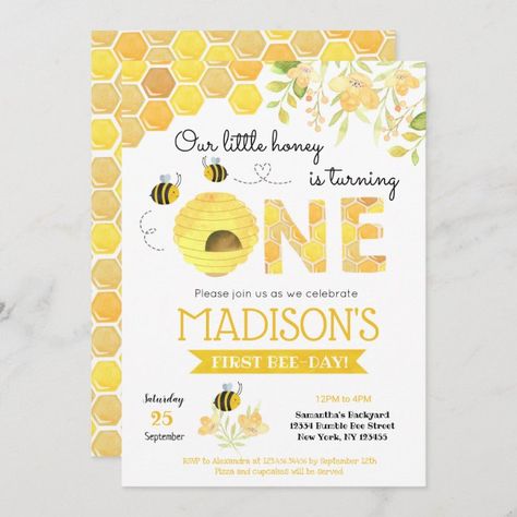 Bumble Bee First 1st Birthday party invitations - tap/click to get yours right now!  #bumble, #bee, #first, #birthday, #party, Bee First Birthday Party, Bumble Bee First Birthday, First Birthday Party Invitations, Bee First Birthday, Bee Themed Birthday Party, Bee Birthday Party, 1st Birthday Party Invitations, 1st Birthday Themes, First Birthday Themes