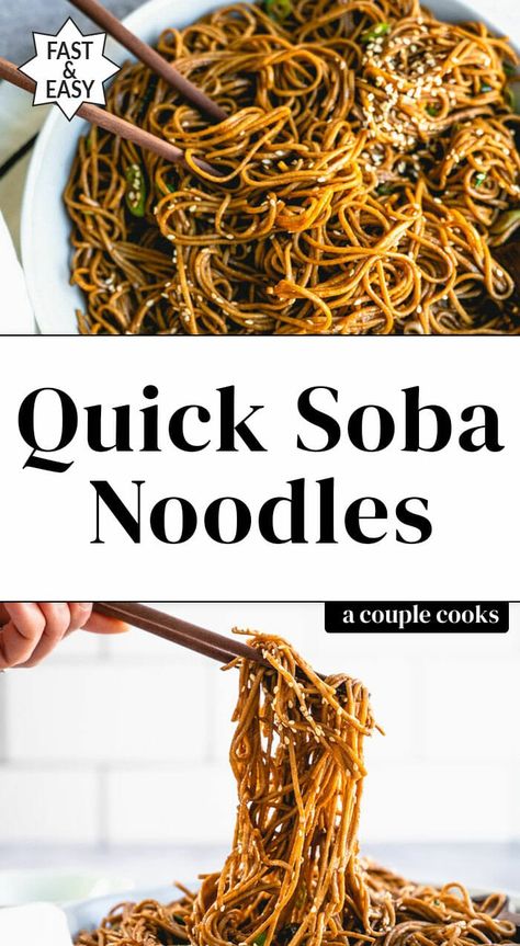 Buckwheat Noodle Recipes, Soba Recipe, Veggie Lunch, Yaki Soba, Soba Noodles Recipe, Vegetarian Mains, A Couple Cooks, Soba Noodle, Buckwheat Noodles