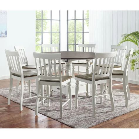 Winston Porter Cashden 9 - Piece Extendable Dining Set & Reviews | Wayfair Steve Silver Furniture, Dining Table Dimensions, Solid Wood Dining Set, Drop Leaf Dining Table, Counter Height Chairs, Counter Height Dining Table, Dining Furniture Sets, 7 Piece Dining Set, Counter Chairs