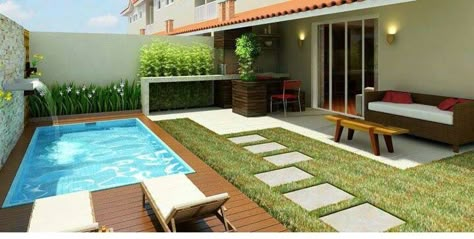 Patio moderno con asador y alberca Summing Pool, Piscinas Pequeñas, Design Per Patio, Kleiner Pool Design, Small Swimming Pools, Small Pool Design, Small Pools, Backyard Pool Designs, Swimming Pools Backyard