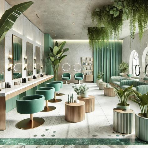 Mint Green Salon Decor, Green Hair Salon, Green Salon, Mobile Hair Salon, Building A Brand, Salon Owners, Salon Interior Design, Create Awareness, Brand Building