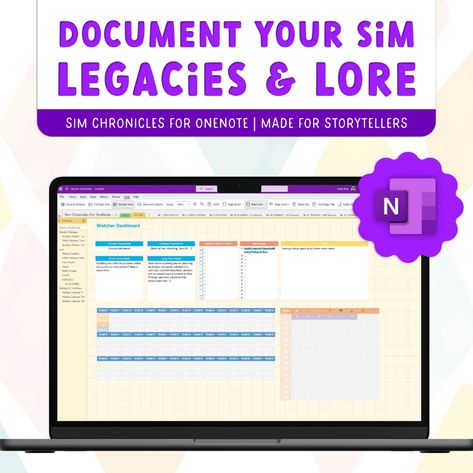 Onenote Planner Template for the Sims the Sim Chronicles for - Etsy Game Journal, Onenote Planner, Onenote Template, Notebook Template, Sims 4 Sims, Journal Tracker, Sims Stories, One Note Microsoft, Notebook Templates