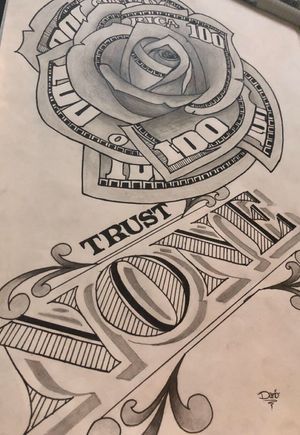 Money Rose Tattoo Stencil, 100 Dollar Bill Tattoo Designs, Dollar Bill Tattoo, 100 Dollar Bill Tattoo, Tattoo Stencils Outline, Bill Tattoo, Gangster Drawings Easy, Money Rose Tattoo, Rose Tattoo Stencil