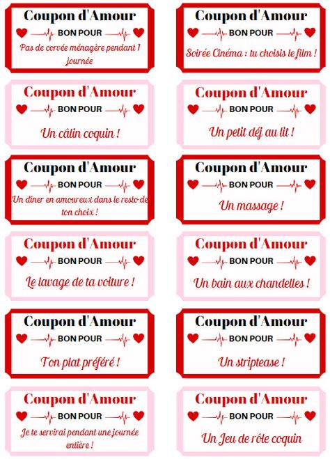 💖 Bons d'Amour Saint-Valentin : idée cadeau Saint-Valentin pour couple Couple Scrapbook Ideas Boyfriends, Bon Pour Couple, Idee St Valentin, Diy Saint Valentin Pour Lui, Box Saint Valentin, Diy Cadeau Couple, Idee Cadeau Diy, Couple Scrapbook Ideas, Diy St Valentin