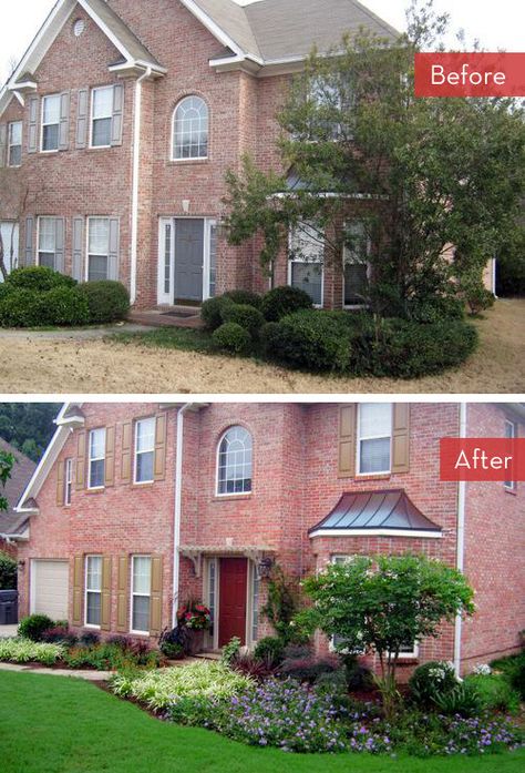 It's easy to let the yard go downhill over the winter, but these dramatic landscaping makeovers will inspire you to give your outdoor space a little extra TLC this spring.   A Seattle home gets an informal front yard makeover with lots of curb appeal. Read about the whole process here. [Photo: Fine Gardening]  Strategically placed trees and colorful shrubs give this outdoor space a finished look. Check out more front yard makeovers here. [Photo: HGTV] Flowers are the stars here, adding lo... Landscape Makeover, Front Yards Diy, Redesign Ideas, Front Landscaping, Diy Yard, Home Landscaping, Yard Design, Diy Landscaping, Front Of House