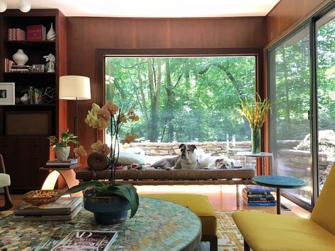 Two 50s Remodels Explained by Interior Designer Emily Knudsen - Mid Century Home Calming Interiors, Famous Houses, Mid Century Architecture, Elegant Dining Room, Good Design, Mid Century Modern House, The Design Files, Window Seat, Mid Century House