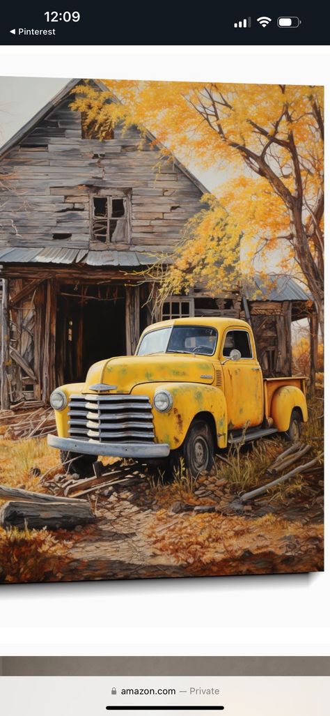 Picture Journaling, Old Truck Photography, Truck Photography, Tractor Barn, Barn Pictures, Farm Paintings, Old Ford Trucks, Barn Painting, Truck Paint