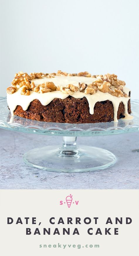 A healthier carrot cake, sweetened with dates and bananas. This date, carrot and banana cake is perfect for any occasion when you want a sweet treat without too much sugar. Banana Date Cake, Healthier Carrot Cake, Carrots And Dates, Healthy Bakes, Gerd Recipes, Buckwheat Cake, Too Much Sugar, Date Cake, Healthy Carrot Cakes