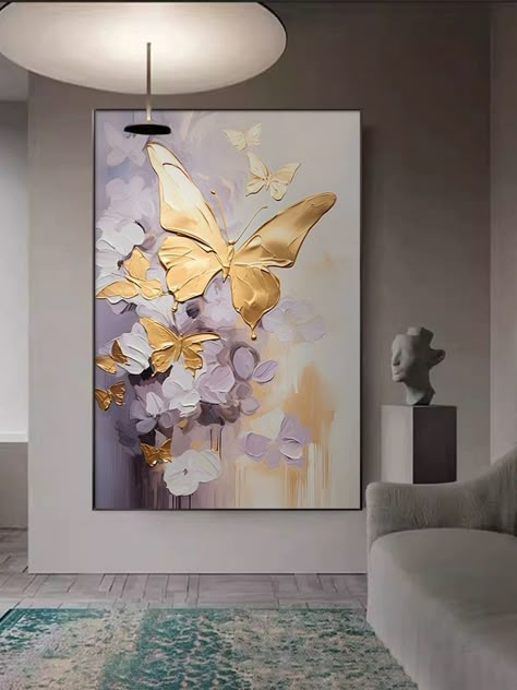 Texture Art On Canvas, Wings Wall Art, Abstract Painting Acrylic Modern, Diy Canvas Art Easy, Display Artwork, Gold Art Painting, Canvas Art Projects, Golden Wings, Plaster Wall Art