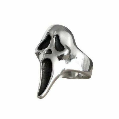 Scream Ghostface, Antique Engagement Ring, Dope Jewelry, Ghost Faces, Funky Jewelry, A Ghost, 925 Silver Ring, Ring Sizes, Jewelry Inspo