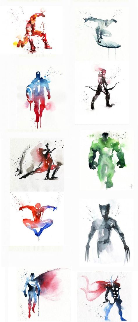 Marvel Watercolor Art, Avengers Watercolor, Football Drawing, Marvel Costumes, Marvel Drawings, Aquaman, Awesome Art, Water Colour, Marvel Art