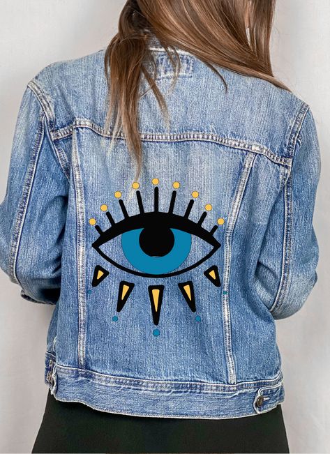 Evil Eye Graphic Denim - Jacket 2 Check more at https://www.emreerdem.com.tr/design/evil-eye-graphic-denim-jacket-2/ Denim Jacket Diy Paint, Jean Jacket Diy, Customised Denim Jacket, Eye Graphic, Diy Denim Jacket, Painted Clothes Diy, Hand Painted Denim Jacket, Denim Art, Focus On The Good