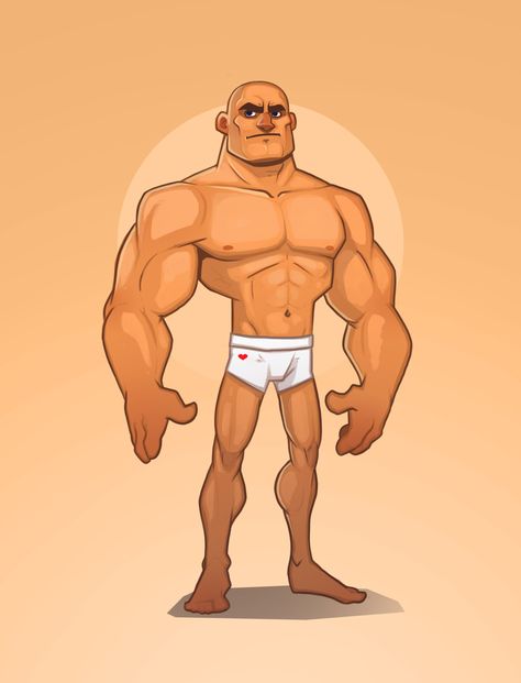 How To Draw Strong Man, Muscle Cartoon Character, Muscular Cartoon Character, Cartoon Muscle Man, Strong Man Drawing Reference, Strong Man Character Design, Chibi Muscle, Buff Cartoon Character, Muscle Character Design