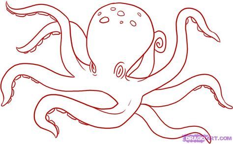 How to Draw an Octopus Stylized Octopus, Easy Octopus Drawing, Octopus Art Drawing, Draw An Octopus, Octopus Outline, Sealife Art, Springtime Art, Art Octopus, Octopus Drawing