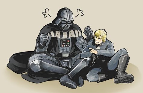 Darth Vader and Luke Darth Vader And Luke Fanart, Padme Skywalker, Darth Vader Father, Thrawn Trilogy, Skywalker Family, Space Jams, Anakin Vader, Darth Vader Star Wars, Star Wars Luke