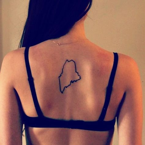 Maine Tattoo Ideas, Maine Tattoo, State Tattoos, Shoulder Tats, Maine State, State Of Maine, Friendship Tattoos, Small Tattoo, First Tattoo