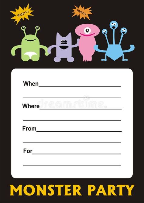 Monsters Illustration, Monster Party Invitations, Kids Party Invitations, Image Monster, Monster Invitations, Cute Invitation, Party Invitations Printable, Party Invitations Kids, Classroom Theme