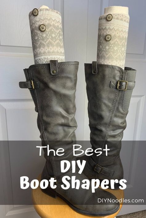 Diy Boot Inserts, Boot Shapers Diy, Diy Boot Shapers, Diy Noodles, Boot Holder, Noodles Ideas, Above Knee Boots, Coffee Sacks, Boot Shaper