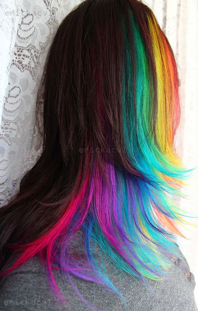 RAINBOW Hair _____________________________ Reposted by Dr. Veronica Lee, DNP (Depew/Buffalo, NY, US) Rainbow Hair Color, Multi Colored Hair, Hair Chalk, Bright Hair, Funky Hairstyles, Colored Hair, Tape In Hair Extensions, Rainbow Hair, Cool Hair Color