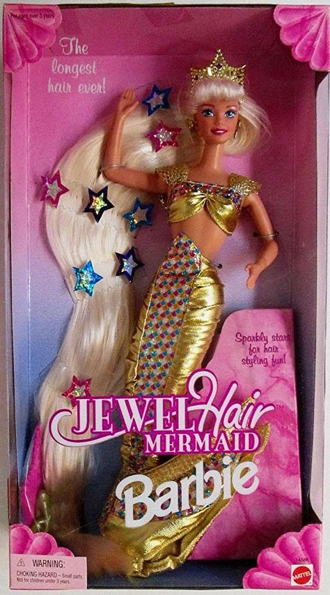 Amazon.com: Barbie Jewel Hair Mermaid Doll: Toys & Games Jewel Hair, Barbie 1990, Barbie 80s, Mermaid Barbie, Barbie Box, Barbie Doll Set, Nostalgia Core, Barbie Doll Accessories, Doll Barbie