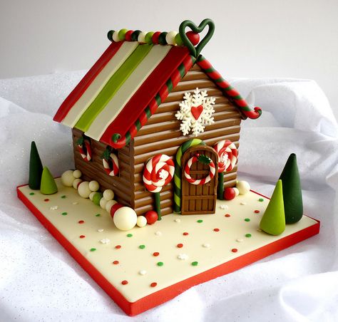 Chocolate Christmas Gingerbread House by Star Bakery UK Christmas House Cake, Gingerbread Creations, Candy Trees, Ginger House, Chocolate House, Make A Gingerbread House, Gingerbread House Designs, Cake Wrecks, House Cake