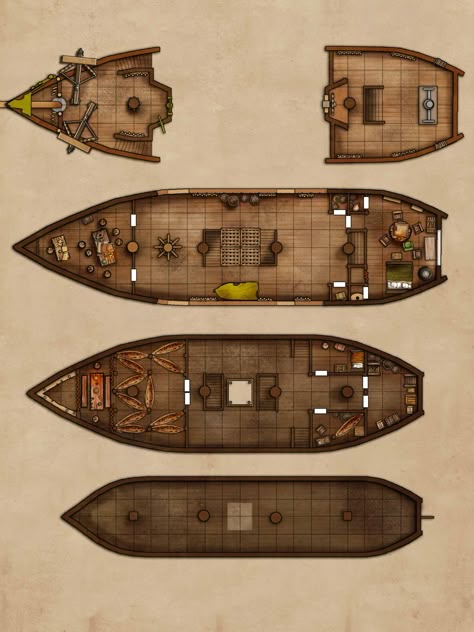 boat battlemaps - Imgur Pathfinder Maps, Fantasy City Map, Ship Map, Map Layout, Building Map, Tabletop Rpg Maps, Rpg Map, Dungeon Maps, Fantasy Maps