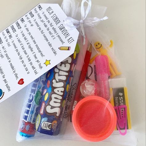 The Rural Headteacher | High school survival kits for my primary 7 leavers. When I started at North Roe School my p7s were in primary 3! I’ve taught them for 5… | Instagram School Survival Kits Highschool, High School Survival Kit Gift, 5th Grade Survival Kit, High School Survival Kit, Primary School Leavers Party Ideas, Year 6 Leavers Festival, High School Survival Kit Freshman Gift, Preschool Leavers Gifts, School Survival Kits