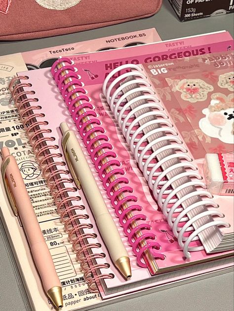 Study Items, Kawaii Collection, Studying Motivation, Pink Academia, Pretty School Supplies, Pins Board, Study Aesthetics, Stationery Obsession, Cute Stationary School Supplies