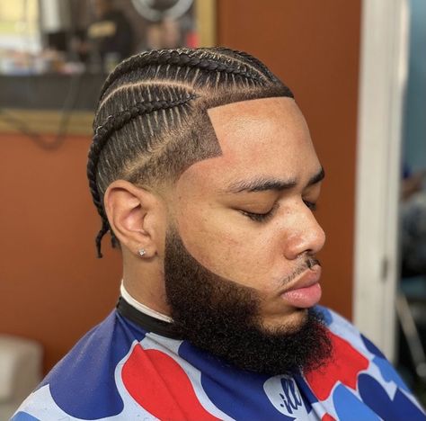 Cornrows With Temp Fade, Cornrow With Fade, Taper Fade Haircut Braids, Cornrows With Low Taper, Drop Fade Cornrows, Temp Fade With Braids, Corn Rolls Men, Low Taper Braids, Men Short Braids Hairstyles