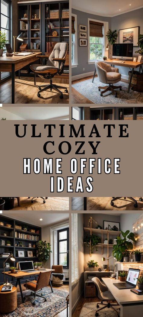 Discover the secrets of how to create a cozy, productive home office. Optimize space, use ergonomic furniture and enhance lighting - the ultimate guide to work-from-home nirvana awaits you! Home Office Desk In Center Of Room, Home Office Couch And Desk, Basement Small Office Ideas, Organic Modern Home Office Decor, Center Desk Home Office, L Shape Desk Setup Aesthetic, Coolest Office Spaces, Ceo Home Office, Home Office Aesthetic Men