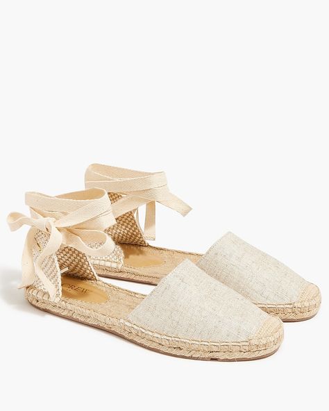 D'orsay Lace-Up Espadrilles Canvas Sandals, Espadrilles Shoes, Lace Up Espadrilles, Slip On Espadrilles, Closed Toe Sandals, Tie Neck Tops, Espadrille Sandals, Flat Espadrilles, Pump Sandals