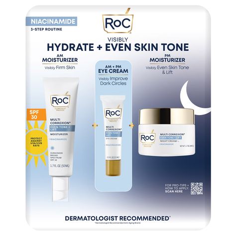 RoC Even Tone Reduce Dark Circles, Dermatologist Recommended, Broad Spectrum Sunscreen, Day Night, Even Skin Tone, Skin Firming, Night Creams, Eye Cream, Dark Circles