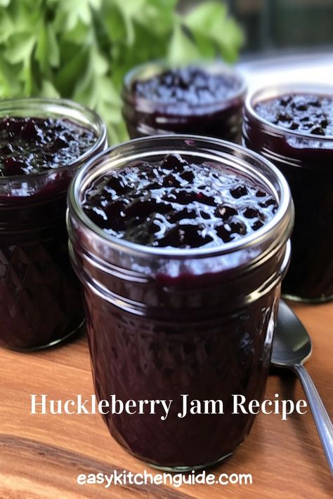 Get the sweet taste of summer in a jar with this easy-to-follow huckleberry jam recipe. It's perfect for spreading on toast, topping off ice cream, and more! Huckleberry Jalapeno Jam, Huckleberry Freezer Jam Recipe, Huckleberry Canning Recipes, Huckleberry Jam Recipe Canning, Huckleberry Jelly Recipe, Huckleberry Syrup Recipe, Huckleberry Jam Recipe, Saskatoon Jam, Huckleberry Recipes