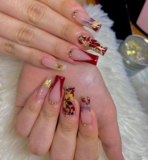 Rose Petal Nails Acrylic, Rose Petal Nails, Crazy Acrylic Nails, 15 Nails, Rose Nail Design, Mexican Nails, Encapsulated Nails, Long Acrylic Nail Designs, Valentine Nails