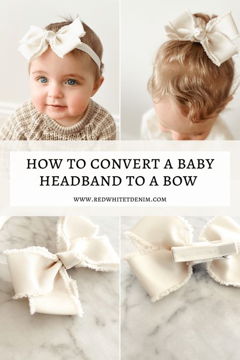 How to Convert Baby Headbands to Bow Clips - Red White & Denim Diy Baby Hair Bows, Make Baby Headbands, Boy Headbands, Newborn Bows, Kids Headbands