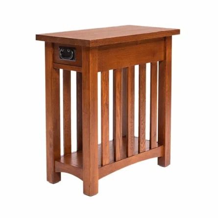 Red Barrel Studio® Shabbona Solid Wood End Table with Storage | Wayfair Craftsman Home Office, Oak End Tables, Drawer Side Table, Mission Style Furniture, Spindle Design, Quarter Sawn Oak, Style Nightstand, Arts Crafts Style, Wood End Tables