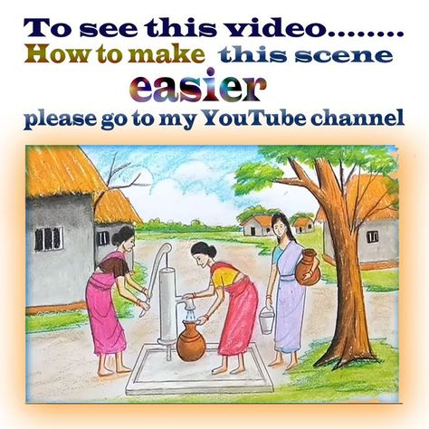 How to draw village scenery of Take water from Tube well Tube Of Paint Drawing, Tube Well In Village, Vacation Tube Top With Built-in Bra, Well Drawing, Village Scenery, Watercolor Tubes, Tube Map, Art And Craft Videos, Summer Break