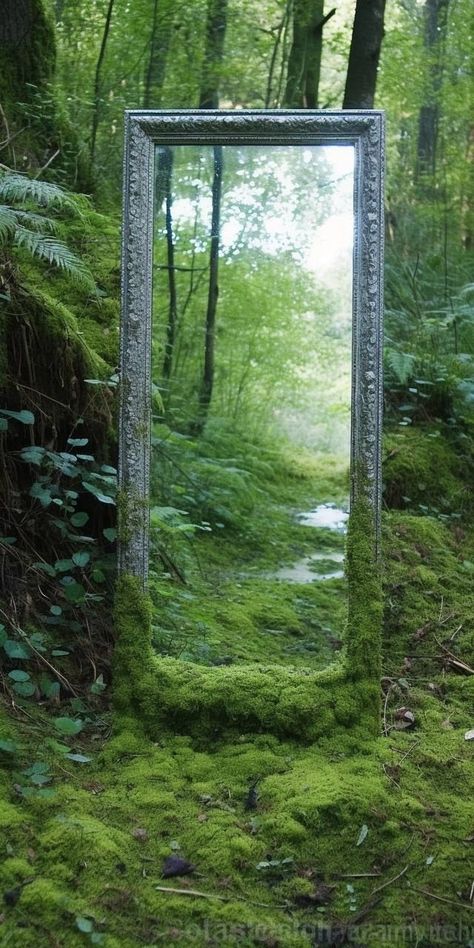 Enchanted Forest Mirror, Yaelokre Wallpaper, Wallpaper Mirror, Skateboarding Art, Mossy Forest, Wallpaper S, Castle Illustration, Mobile Phone Wallpaper, Inner Journey