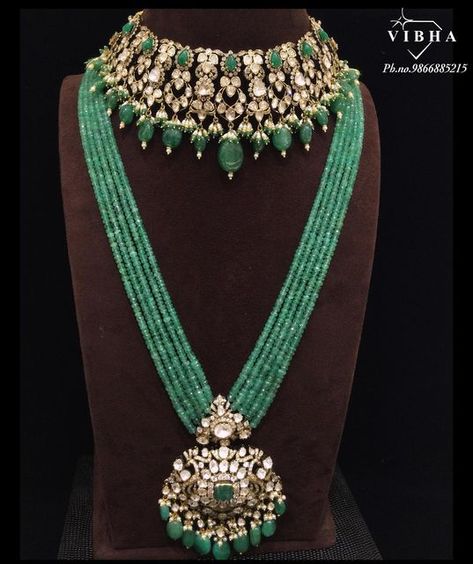 Victorian Jewelry Pendents, Coral Jewellery, Emeralds Beads Jewellery Indian, Victorian Choker, Victorian Jewellery, Victorian Jewellery Designs, Handmade Green Temple Jewelry Choker, Luxury Green Victorian Necklaces, Emerald Beads Jewelry Indian Pendant