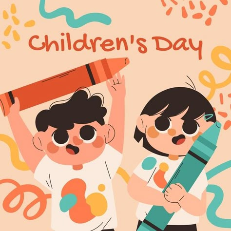 World Art Day Poster, Children's Day Drawing, Childrens Day Illustration, World Children's Day, Vector Illustration Character, Book Illustration Design, Flat World, Illustration Art Kids, Classroom Art Projects