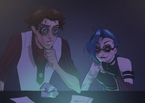 Viktor And Jinx Arcane Fanart, Jinx And Viktor Fanart, Jinx X Viktor, Jinx X Victor, Arcane Trio Pfps, Viktor And Jinx Fanart, Jinx X Silco, Jinx And Viktor, Science Bros