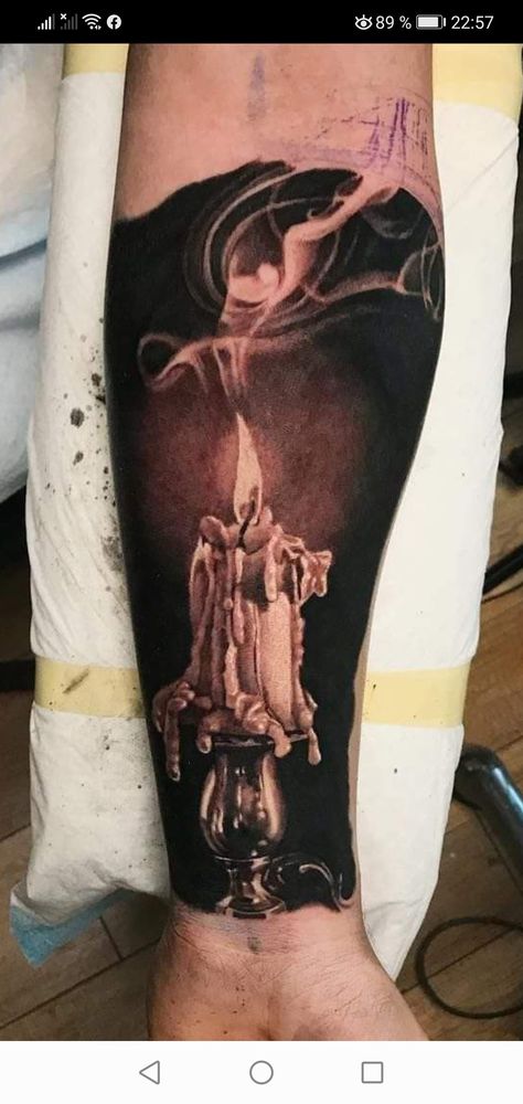 Vampire Realism Tattoo, Gothic Candle Tattoo, Gothic Realism Tattoo, Burning Candle Tattoo, John Tattoo, Candle Tattoo Design, Best Cover Up Tattoos, Lamp Tattoo, Gothic Candles